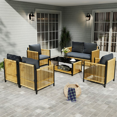 New Comming Patio 6 Pieces  PE Wicker Sofa Set With  Cushion
