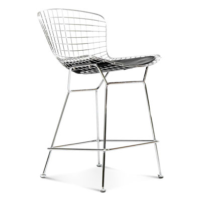 Two Bar Stools Frame, #304 - Grade Polished Stainless Steel, Pu Seat Pad, Classic Stylish Look, Fire Upholstery, 21 In Package Depth, Width, 35 Height Of With Finished Steel Base, Leather Seat,