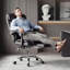 Fauteuil de bureau à hauteur ajustable avec repose-pieds Fauteuil d'ordinateur confortable à haut dossier Fauteuil de jeu inclinable en cuir durable
