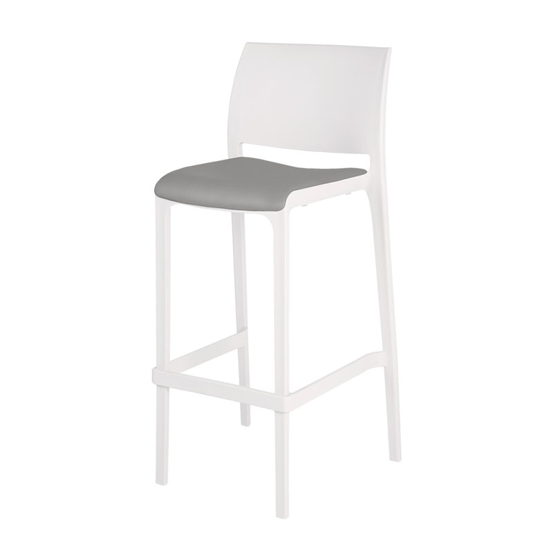 Tabouret de bar Sensilla, Blanc, Tabouret de bar (hauteur d'assise de 29,5 po)