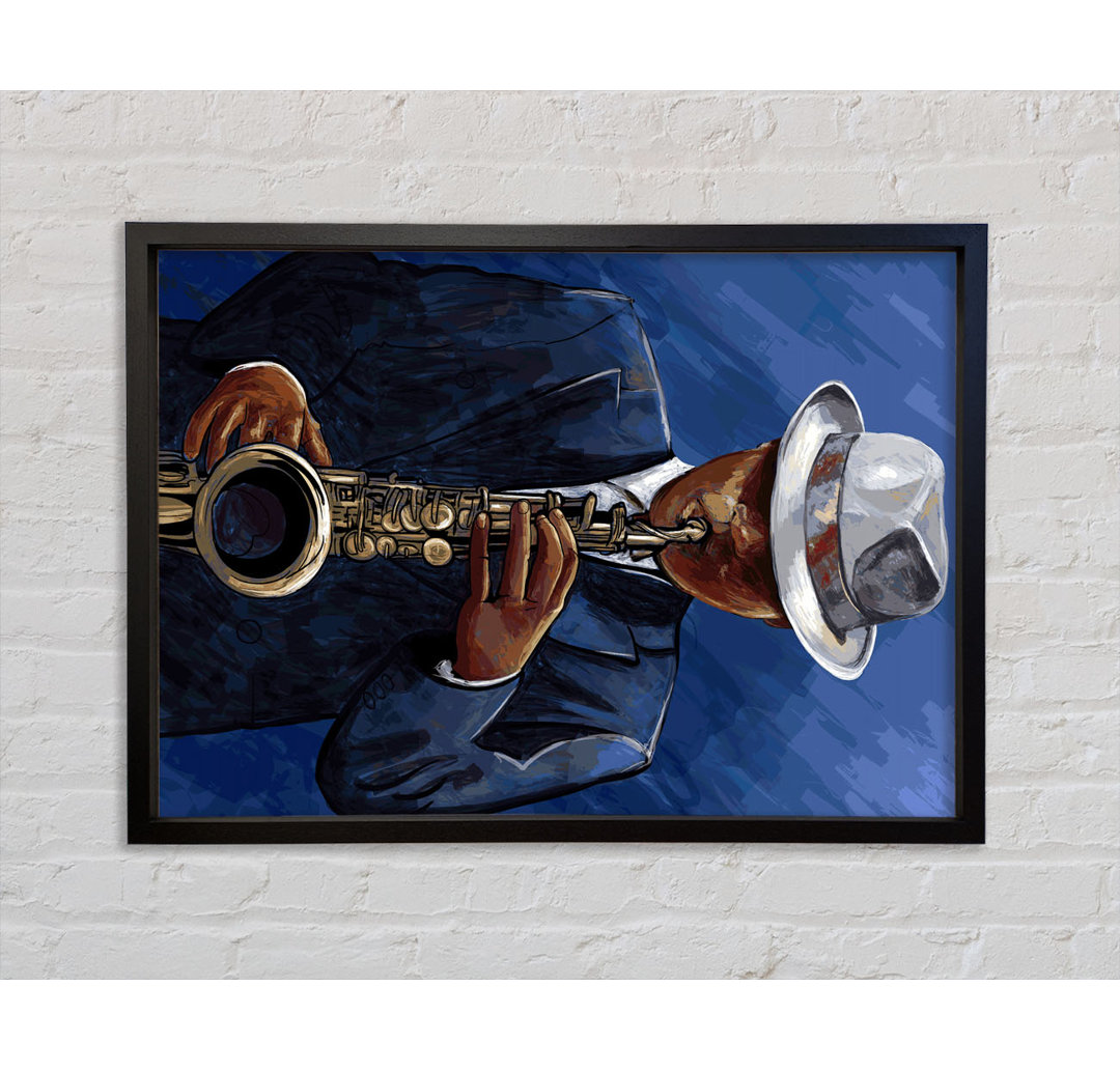 Loves Playing The Saxophone - Single Picture Frame Kunstdrucke auf Leinwand