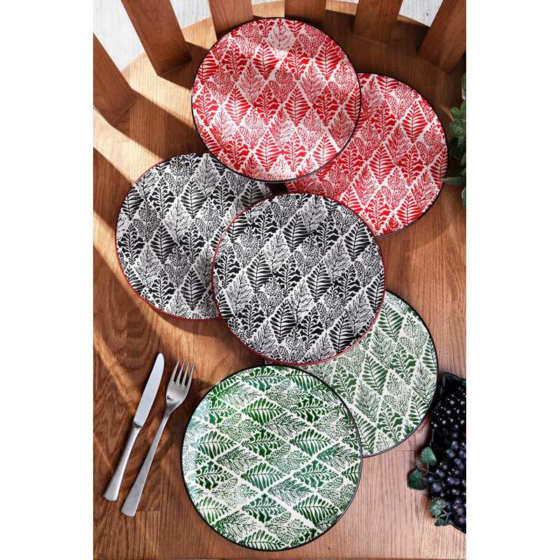 Assiette, Rouge / Noir / Vert / Blanc