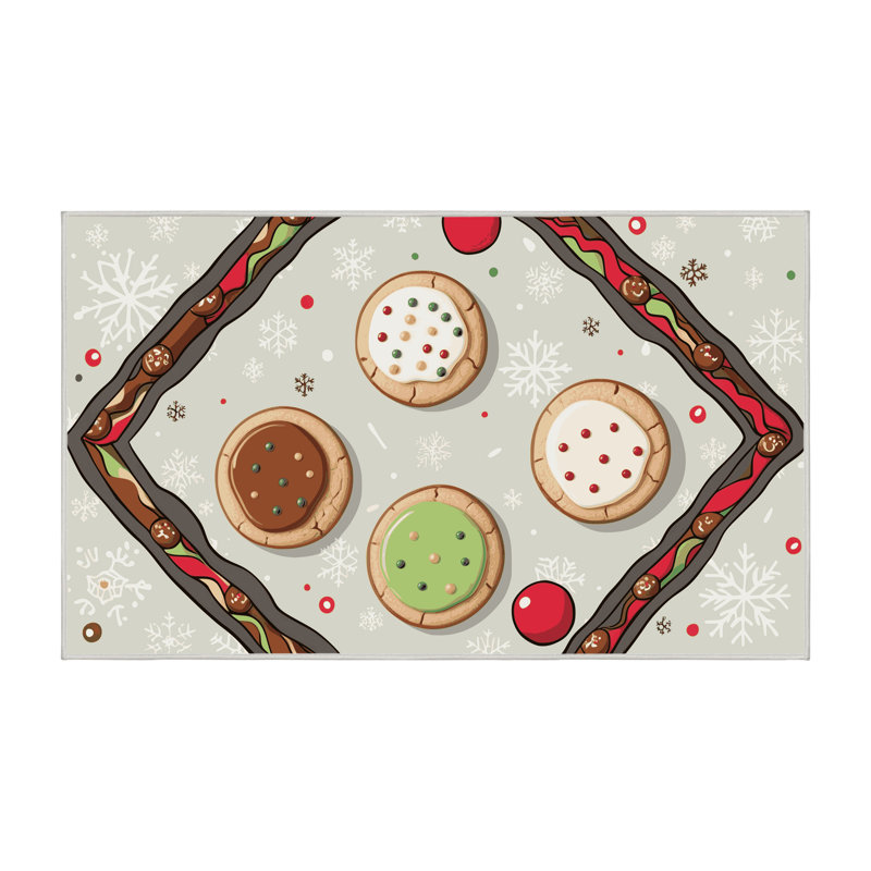 Tapis de vacances The Holiday Aisle® Cookies, Rectangulaire 8 pi x 12 pi