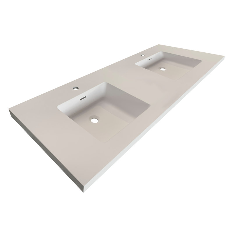 Modo 60" W Freestanding Double Bathroom Vanity with Dawson Leg, Gloss White/Single, White Acrylic, Matte Black