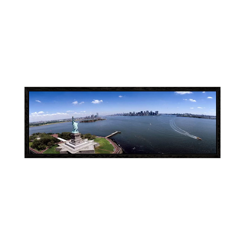 Aerial view of a statue, Statue of Liberty, New York City, New York State, USA 1 Piece Panoramic Wall Art on Canvas
