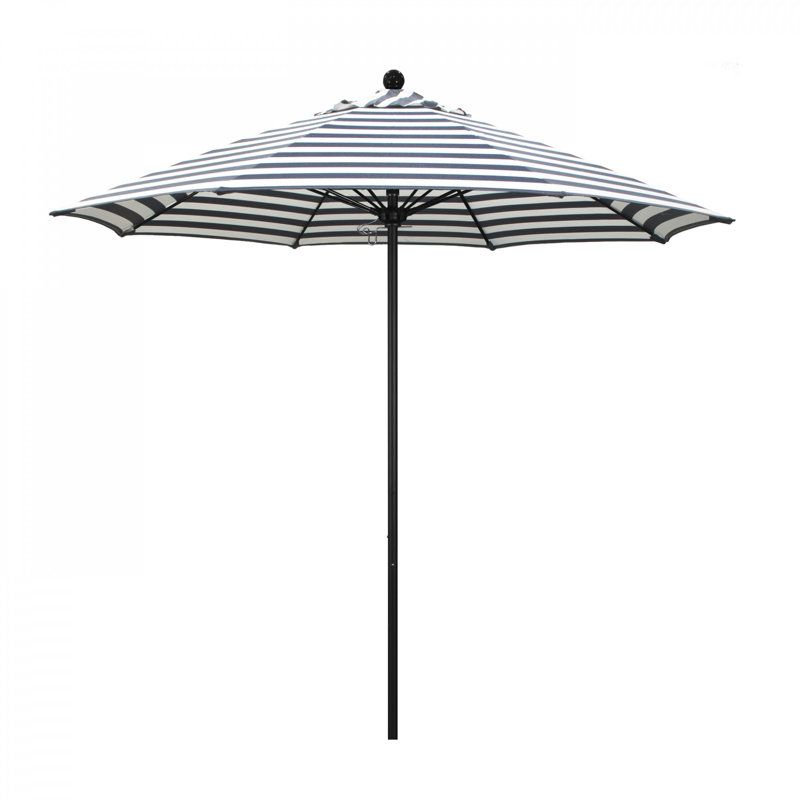 Parasol de marché 9 pi Simpson, Rayure Cabana bleu marine / blanche