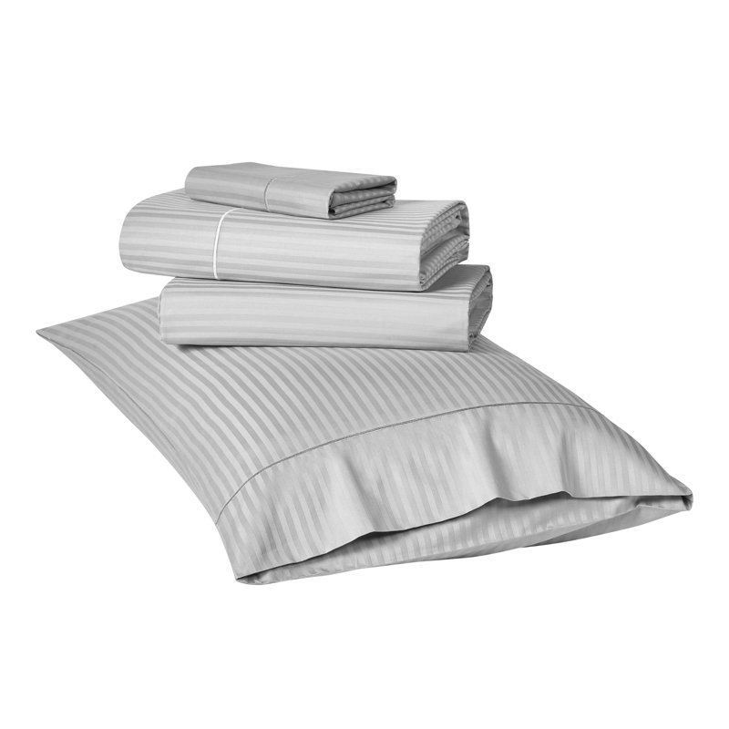 Ensemble de draps 100% coton égyptien Bibb Home, Argent, Très grand