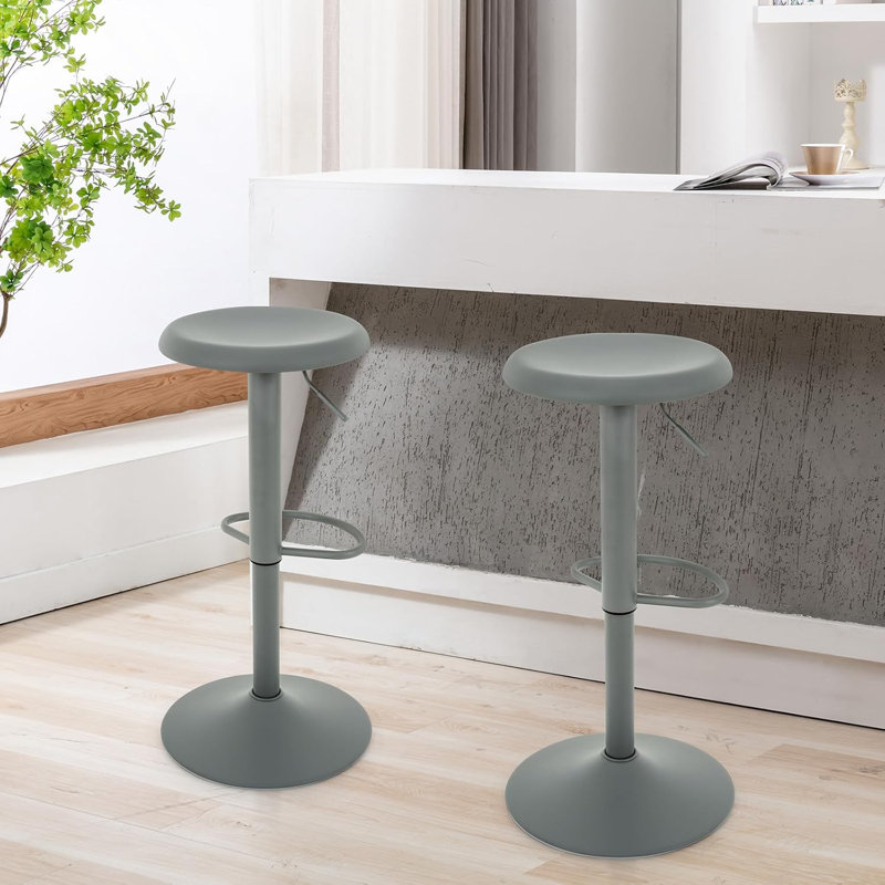 Bar Stools Set of 2, Adjustable Height Swivel Bar Stools, Metal Airlift Barstools, Backless Counter Height Bar Chairs for Kitchen Dining Room Pub Cafe
