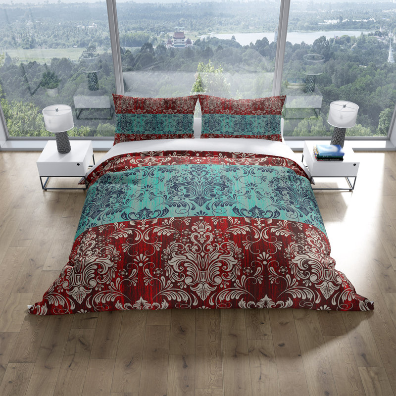 Polyester Damask Duvet Cover, Twin Duvet Cover + 1 Sham