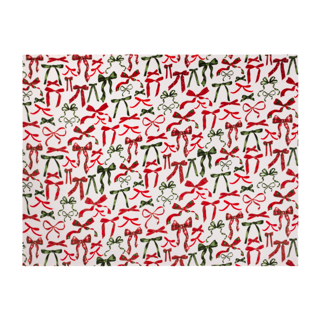 Festive Bows Machine Printed Throw Blanket
