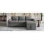 Lit gris avec rangement caché, porte-gobelets pratiques, espace de rangement modulaire en L à ports intégrés, ports, chenille, élégant-1675768480
