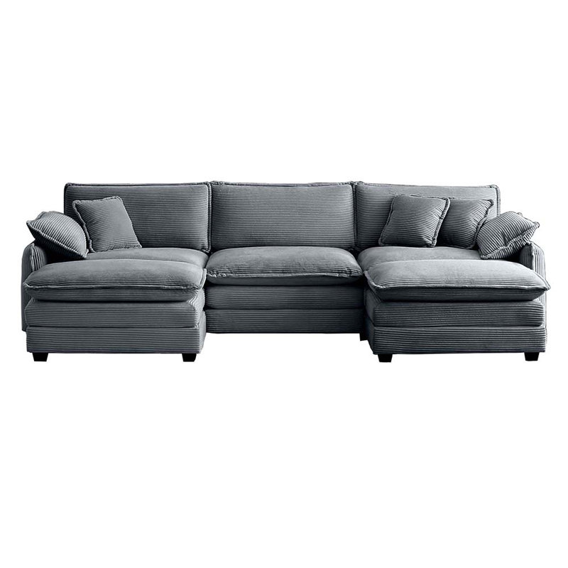Canapé modulaire surdimensionné avec repose-pieds convertible, Gris