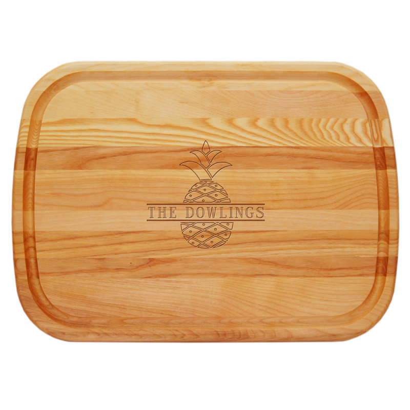 Carved Solutions Wood Personalized Pineapple Everyday Cutting Board, Yes