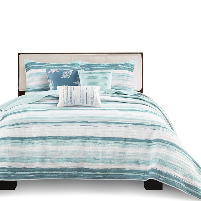 6 pièces de courtepointe très grand / très grand - bleu sarcelle et bleu pastel pour une chambre à coucher avec des pièces en microfibre