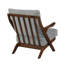 Fauteuil d'appoint moderne du milieu du siècle avec structure en bois d'hévéa massif, revêtement en chenille grise et finition marron-134538565-134538567