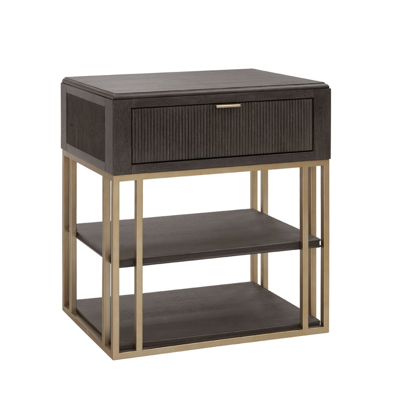 West End Loft Open Shelf Nightstand with Storage Drawer