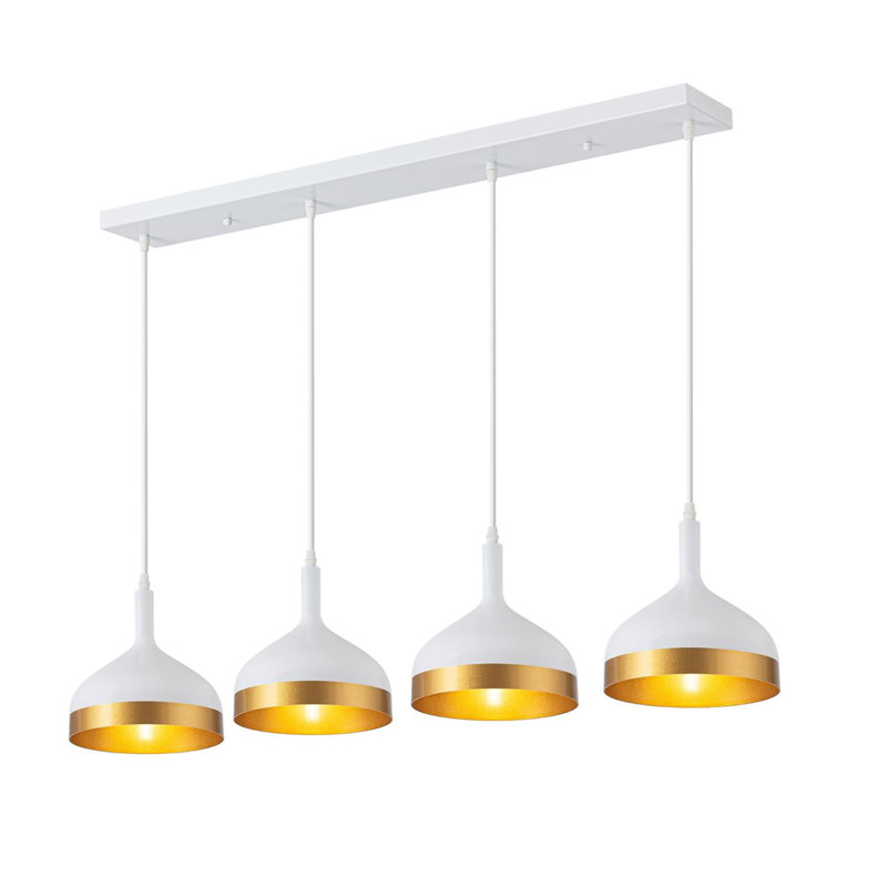 4 - Light Dimmable Bell Chandelier, White/Gold