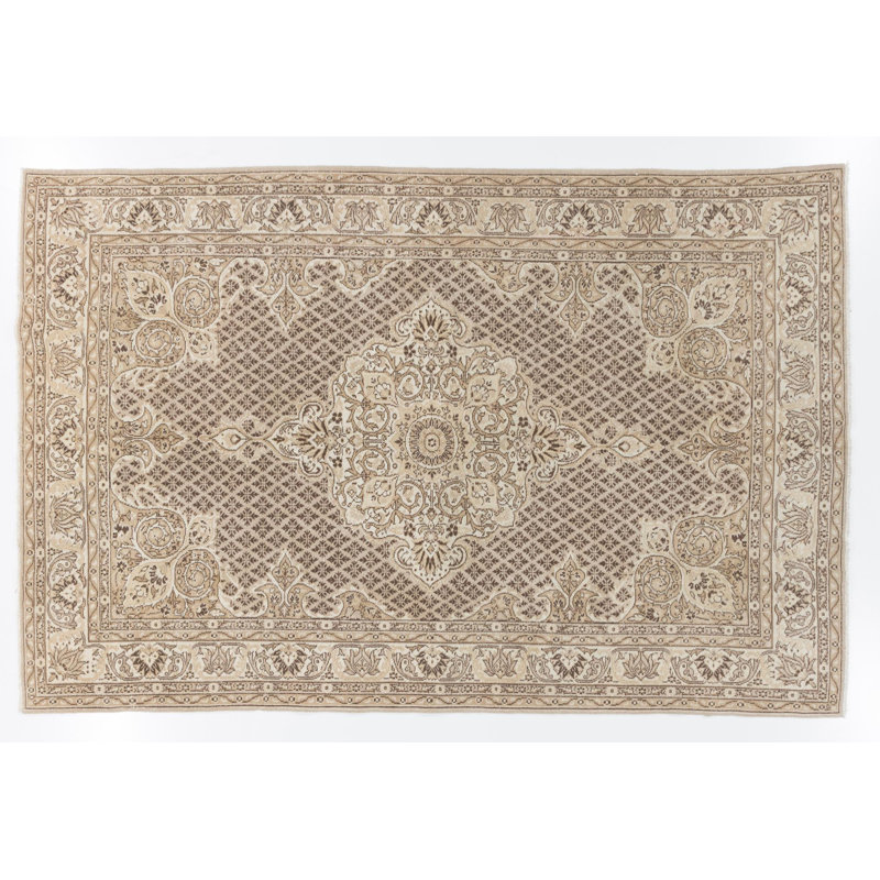 Tapis turc rétro fait à la main Oushak