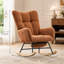 Ensemble chaise berçante à oreilles et repose-pieds en tissu Teddy, chaise d'allaitement avec poche latérale, base en bois massif, marron