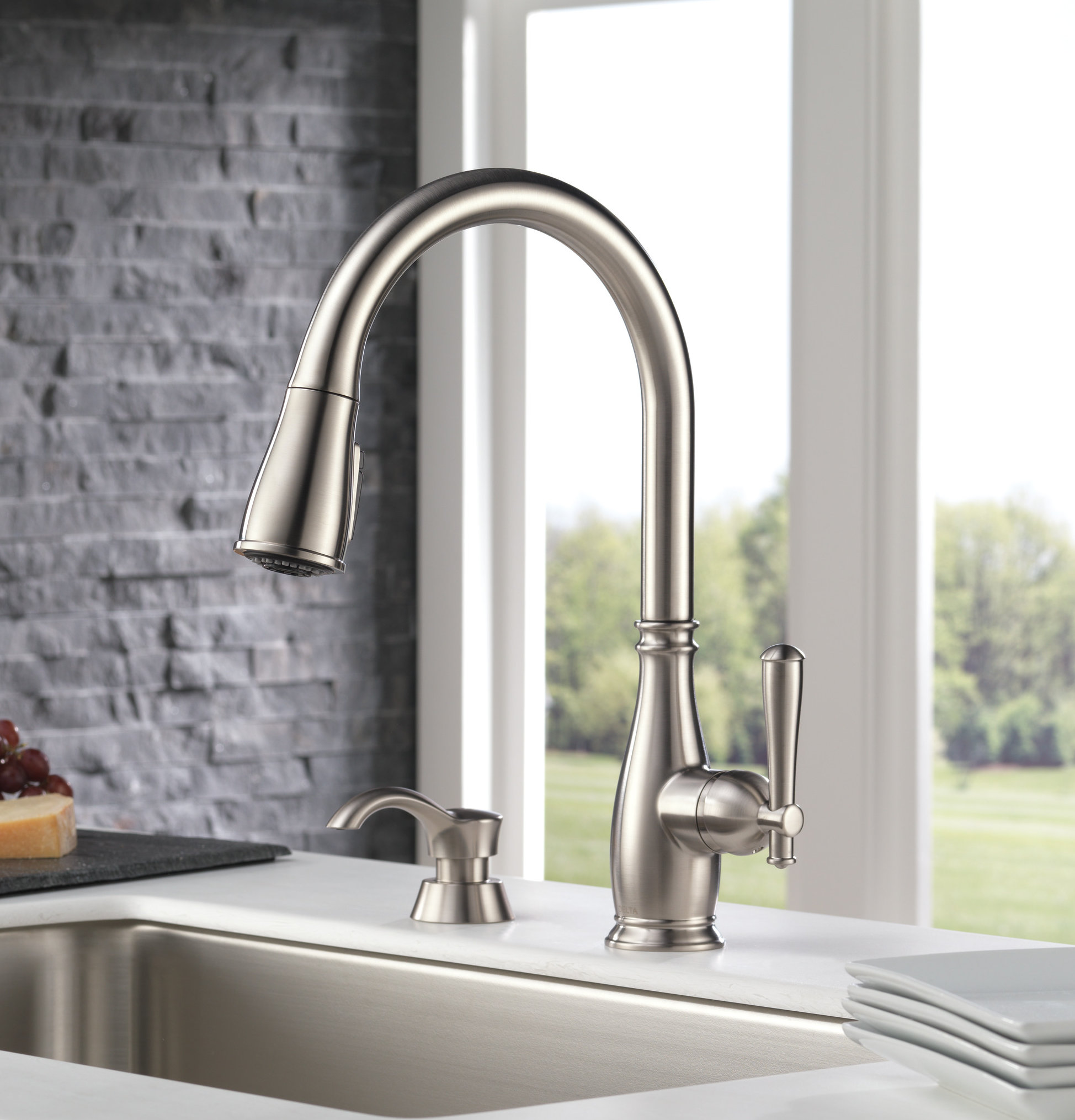 Delta Charmaine Pull Down Single Handle Kitchen Faucet with Soap