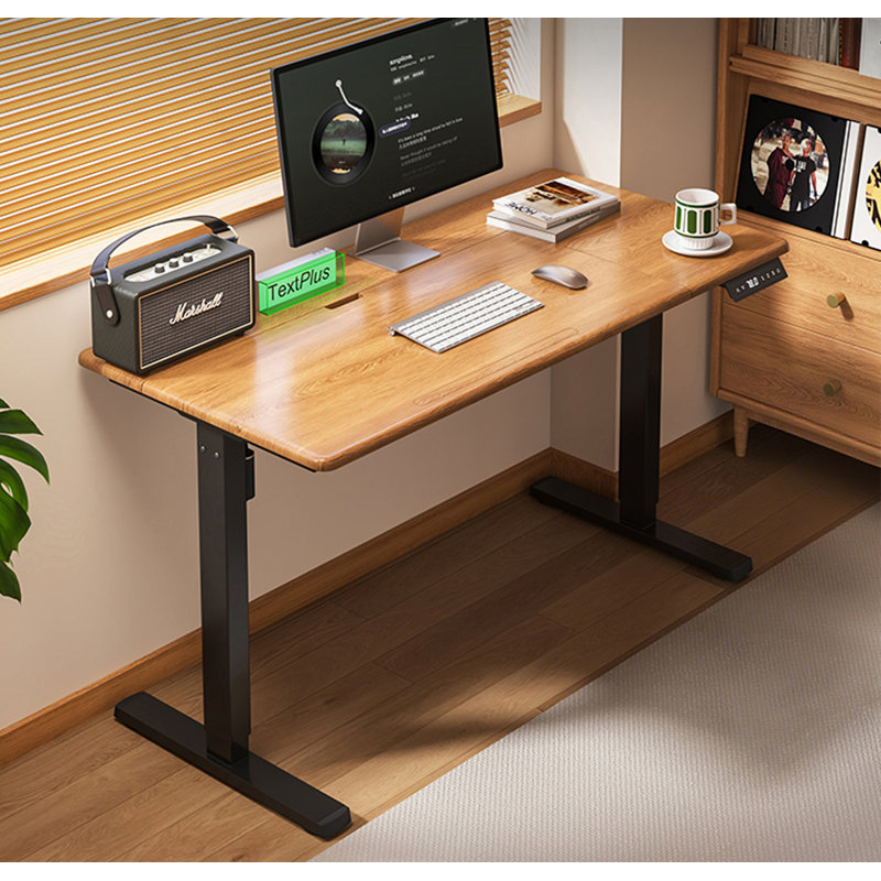 Adjustable Tilt Solid Wood Electric Height-Adjustable Desk, 29.53" H x 55.12" W x 25.59" D