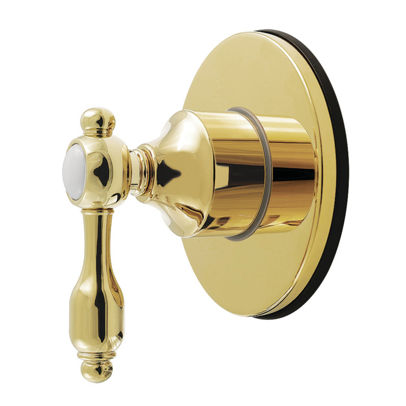 Kingston Brass Tudor Single-Handle Wall Mount Six-Way Diverter Valve with Trim Kit, Polished Brass