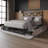 Full Metal Platform Bed With Storage In Natural Oak-396706239-396706232