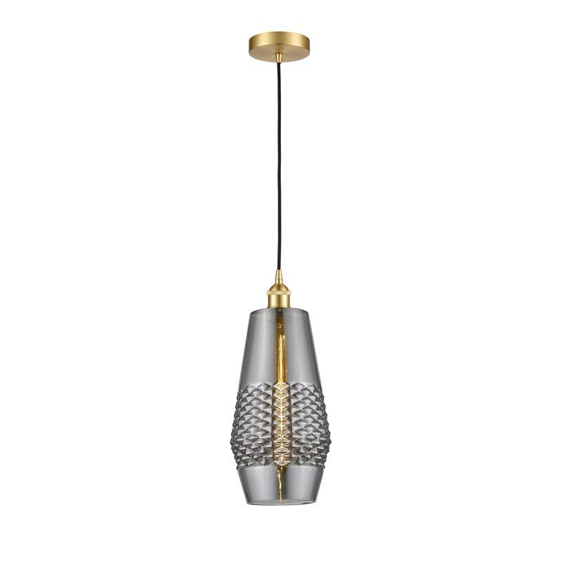 Luminaire suspendu géométrique 1 lumière Latoniah, Or satiné