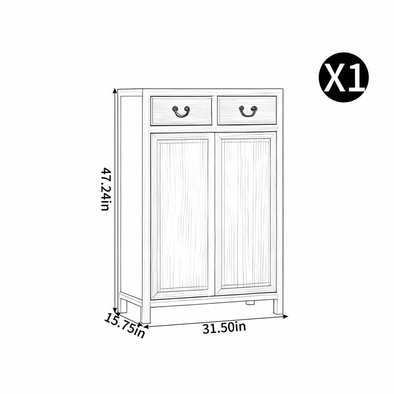 Chinese-style minimalist enclosed shoe cabinet, Dark Brown Wood