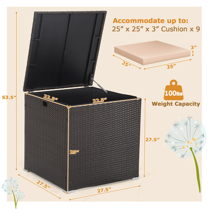Costway 27.5'' W 72 Gallons Deck Box in Brown