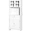 Élégant buffet avec rangement de cuisine, tablettes réglables, finition blanche, pour un four à micro-ondes spacieux, élégant