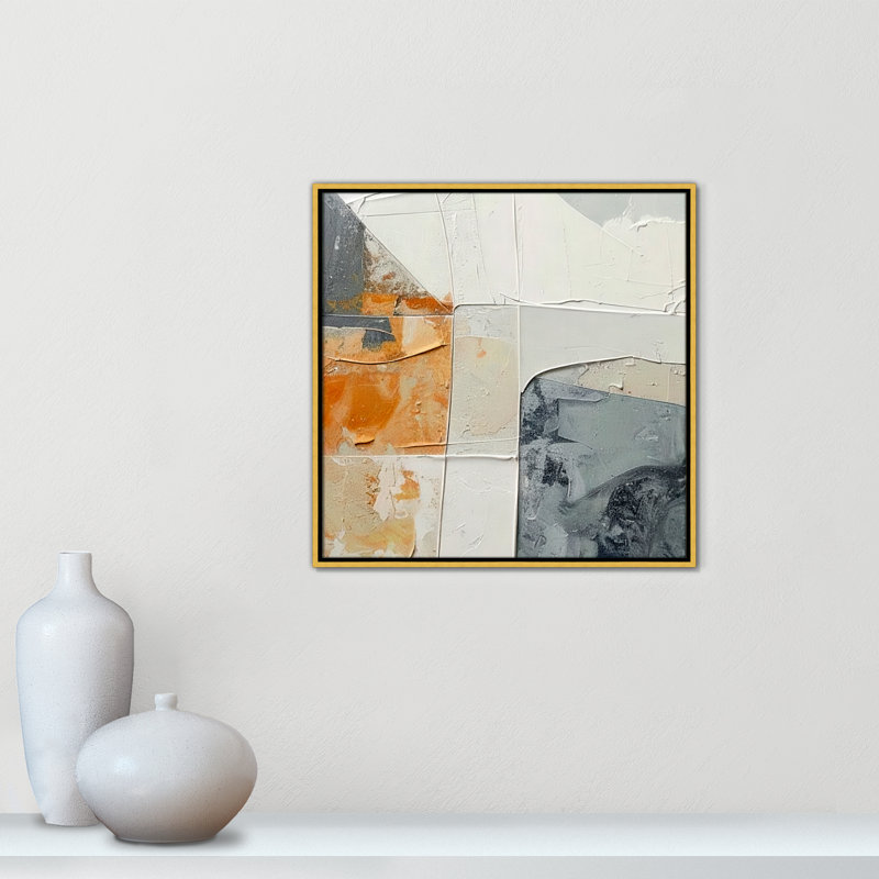 «Plastered II» par Alonza Saunders, Toile avec cadre, L 25,5 po x H 25,5 po, Flotteur doré