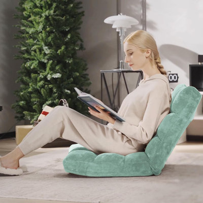 Chaise de plancher réglable avec support pour le dos - fauteuil de jeu inclinable à 14 positions, canapé-lit rembourré, siège de méditation et chaise longue pour adultes, structure en acier robuste et base antidérapante