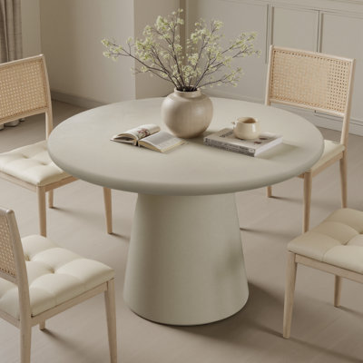Modern Concrete Round Dining Table With Pedestal Base