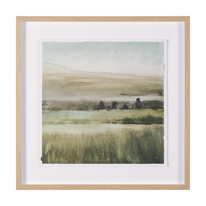 Toile encadrée texturée embellie à la main, Rolling Fields II, Brun, H 31,5 po x l 31,5 po x P 1,6 po