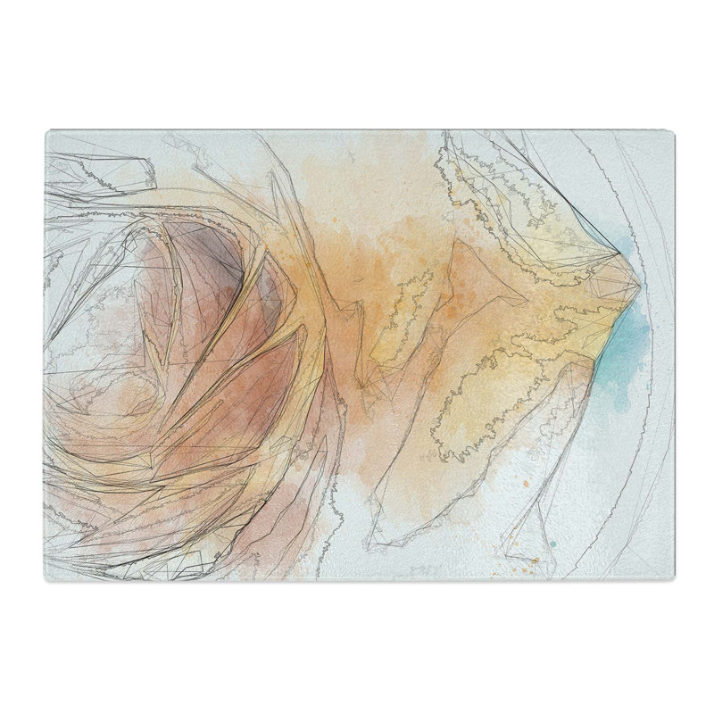 Tempered Glass Rose Chopping Board, 39 cm W x 28.5 cm L