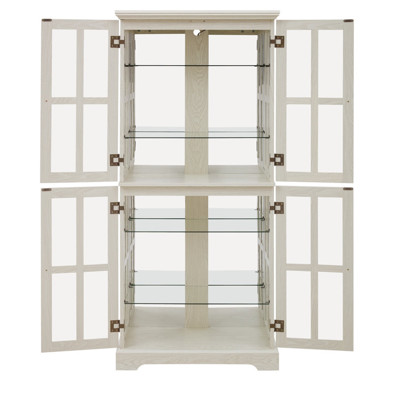 Taumi avec 4 portes vitrées et tablettes réglables, Blanc