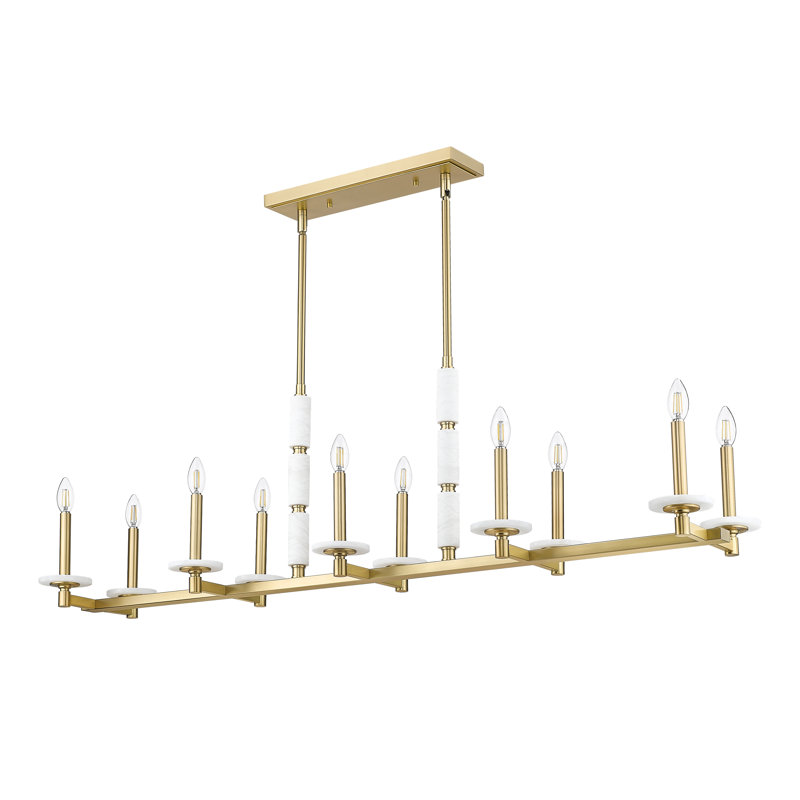 Lustre linéaire moderne Burdine, Doré, 10 lumières, H 16 po x l 12 po x P 56 po