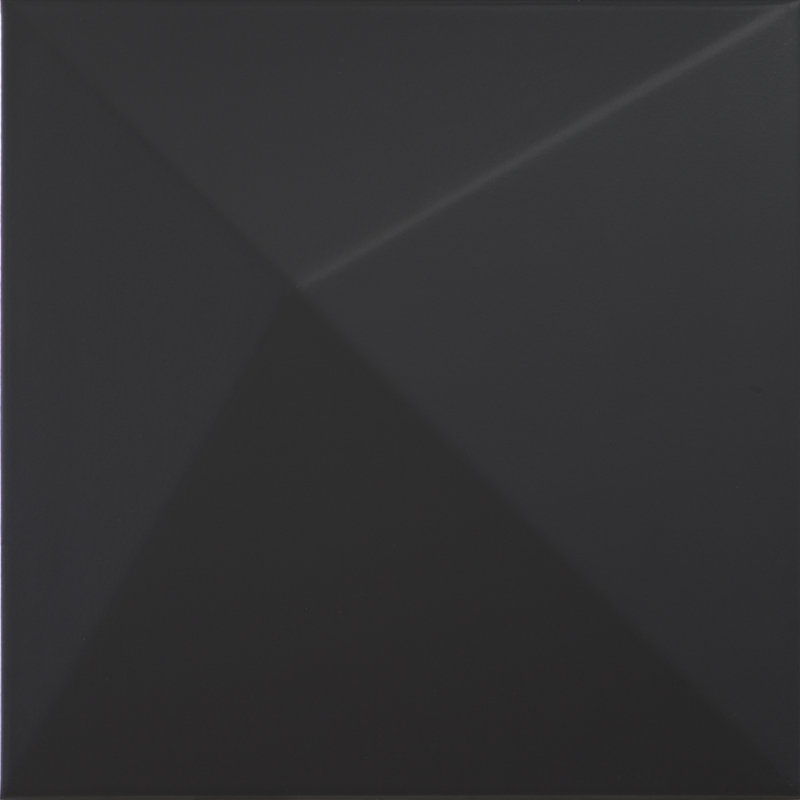 14.7 x 14.7 cm Beveled Porcelain Tile, Black