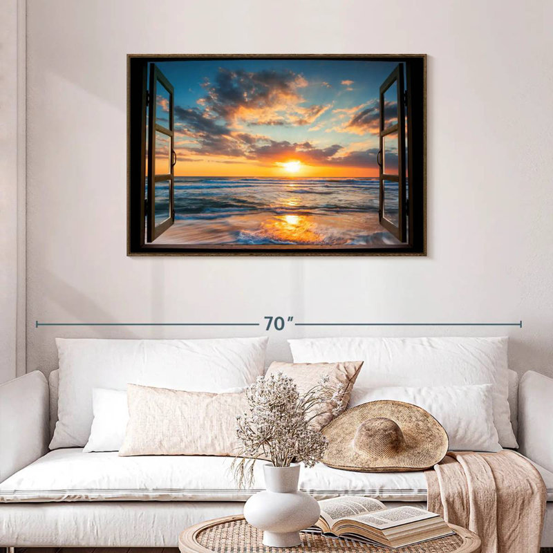 Fenêtre sur le Marcum du Pacifique, 43 po x 29 po, Cadre flottant noyer