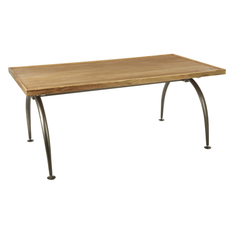 Coffin Solid Wood Top Metal Base Dining Table