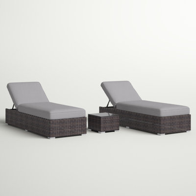 Beaminster Fully Assembled Outdoor Wicker Chaise Lounge Set with Table