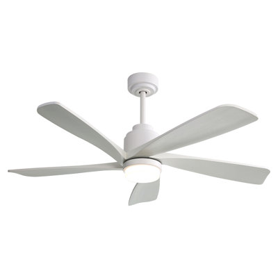 52 Inch Ceiling Fan With Dimmable Led Light 5 Solid Wood Blades Smart Remote Control Reversible Dc Motor