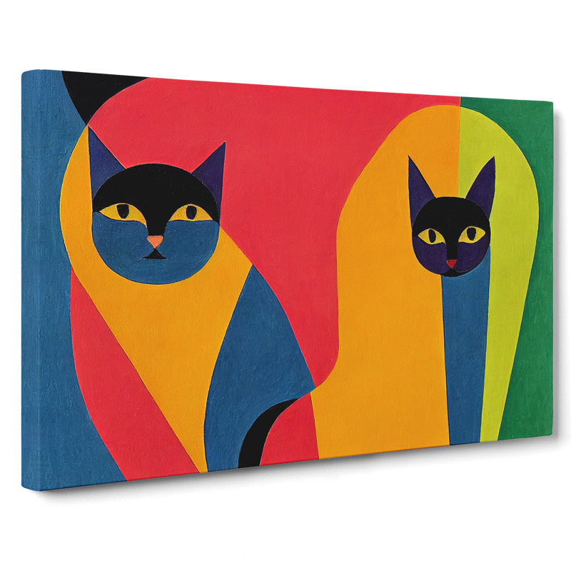 Two Abstract Cats Vol.7 - Wrapped Canvas, 35cm H x 50cm W x 3cm D