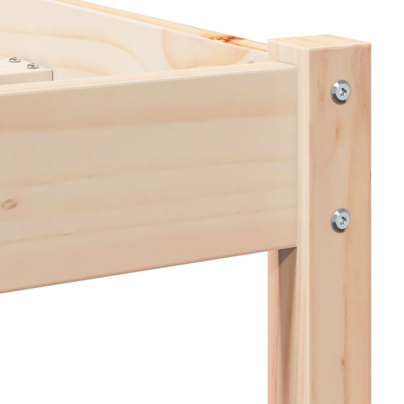 Bed Frame With Headboard Solid Wood Pine, 185.5 x 225.5 cm, Cream