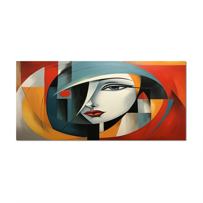 " Cubism Geometric Portrait IV ", Wrapped Canvas, 28" H x 60" W x 1.5" D