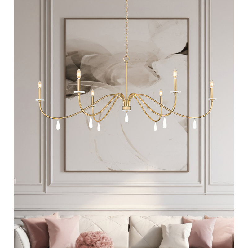 Lustre 6 lumières Paquette Mordern, Mordern Gold