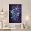 Toile murale florale fractale lumineuse turquoise et violette-975668950