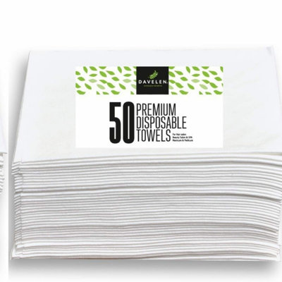 EcoSoft Spa Towels - 50 Count, Large Luxury Disposable Towels for Hair, Face, Body - Salon Quality, Ultra Soft, Eco-Friendly, 31.5 x 15 inches, White