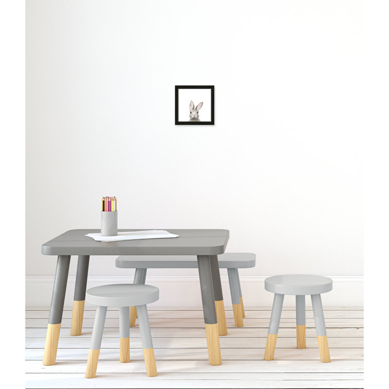 Art encadré en lapins forestières, H 9 po x l 9 po x P 1,19 po, Cadre boîte à grain de bois noir
